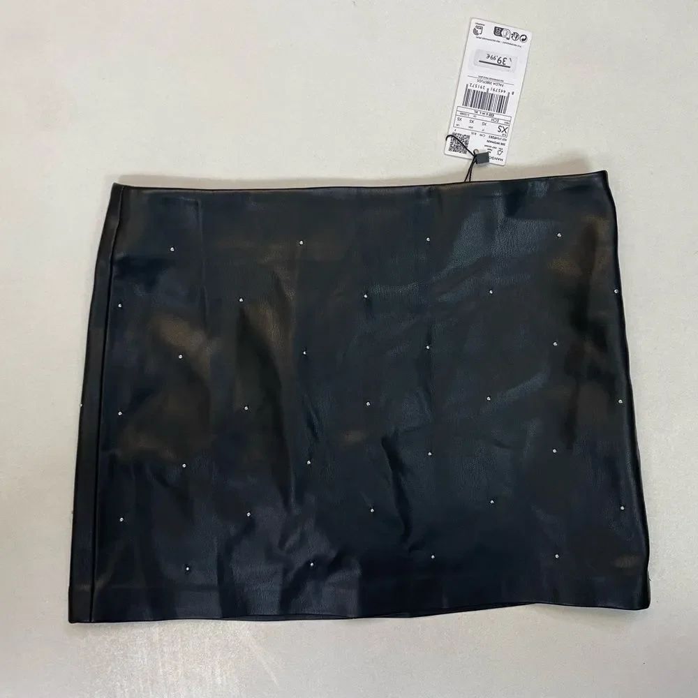 MNGβMango Mini Skirt Women XS Black StudsβNWT